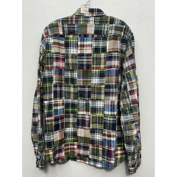 Brooks Brothers Button Down Shirt Mens XL Madras Patchwork Long Sleeve Plaid VTG - Picture 2 of 5